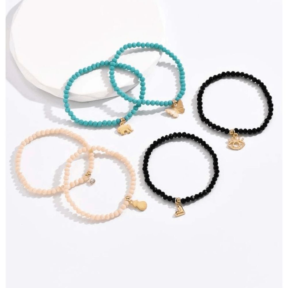 Stackable Charmed Beaded Stretch Bracelet Set - Picture 4 of 4